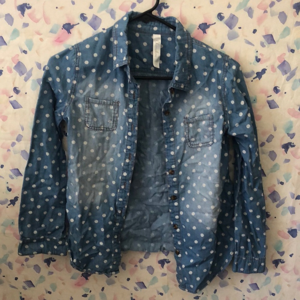 Thin polka dot jean jacket